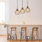 Luminária Pendente Triplo Madeira Bali 20cm Cq Rústico