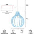 Luminária Pendente Triplo Madeira Bali 20cm Cq Soquete E27 Az
