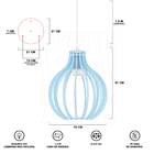 Luminária Pendente Triplo Madeira Bali 20cm Cr Azul Claro