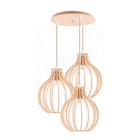 Luminária Pendente Triplo Madeira Bali 20cm Cr Pessego