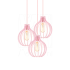 Luminária Pendente Triplo Madeira Bali 20cm Cr Rosa Claro