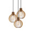 Luminária Pendente Triplo Madeira Bali 20cm Cr Rústico