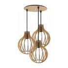 Luminária Pendente Triplo Madeira Bali 20cm Cr Soquete E27 Rú