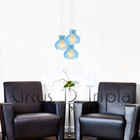 Luminária Pendente Triplo Madeira Circus 15cm Cr Azul Claro