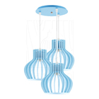Luminária Pendente Triplo Madeira Circus 15cm Cr Azul Claro