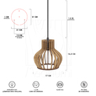 Luminária Pendente Triplo Madeira Circus 15cm Cr Rústico