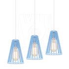 Luminária Pendente Triplo Madeira Koni 20cm Cq Azul Claro
