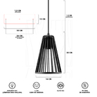 Luminária Pendente Triplo Madeira Koni 20cm Cq Preto