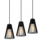 Luminária Pendente Triplo Madeira Koni 20cm Cq Preto