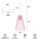 Luminária Pendente Triplo Madeira Koni 20cm Cq Rosa Claro