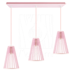 Luminária Pendente Triplo Madeira Koni 20cm Cq Rosa Claro