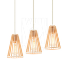 Luminária Pendente Triplo Madeira Koni 20cm Cq Soquete E27 Pe