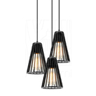 Luminária Pendente Triplo Madeira Koni 20cm Cr Preto