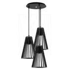 Luminária Pendente Triplo Madeira Koni 20cm Cr Preto