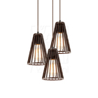 Luminária Pendente Triplo Madeira Koni 20cm Cr Soquete E27 Ma