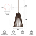 Luminária Pendente Triplo Madeira Koni 20cm Cr Soquete E27 Ma