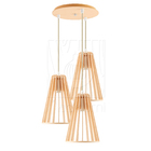 Luminária Pendente Triplo Madeira Koni 20cm Cr Soquete E27 Pe