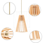 Luminária Pendente Triplo Madeira Koni 20cm Cr Soquete E27 Pe