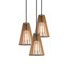 Luminária Pendente Triplo Madeira Koni 20cm Cr Soquete E27 Rú