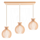 Luminária Pendente Triplo Madeira Nacar 18cm Cq Pessego