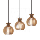 Luminária Pendente Triplo Madeira Nacar 18cm Cq Soquete E27 R