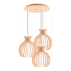 Luminária Pendente Triplo Madeira Nacar 18cm Cr Pessego