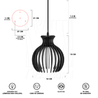 Luminária Pendente Triplo Madeira Nacar 18cm Cr Preto