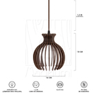 Luminária Pendente Triplo Madeira Nacar 18cm Cr Soquete E27 M