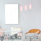 Luminária Pendente Triplo Madeira Paladio Cq Rosa Claro Sala