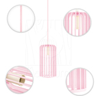 Luminária Pendente Triplo Madeira Paladio Cq Rosa Claro Sala