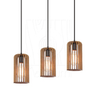 Luminária Pendente Triplo Madeira Paladio Cq Sala Jantar E27