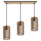 Luminária Pendente Triplo Madeira Paladio Cq Sala Jantar E27