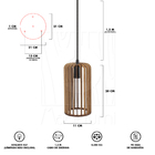 Luminária Pendente Triplo Madeira Paladio Cr Sala Jantar E27