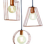 Luminária Pendente Triplo Quadrado Redondo E Triângulo Cobre