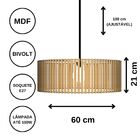 Luminária Pendente Vênus Modelo Ripado - Preta