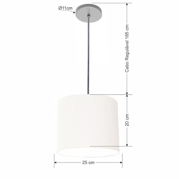 Luminária Pendente Vivare Free Lux Md-4107 Cúpula Em Tecido 2