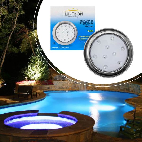 Luminaria Piscina Led O80mm 9w Rgb Fonte 2a Controle St1850 Leroy Merlin