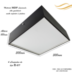 Luminária Plafon Bivolt E27 Quadrado 30cm 4 Lâmpadas - Preto