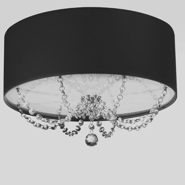 Luminária Plafon C/ Cristais 40x15 Cilindrica Cor: Preto