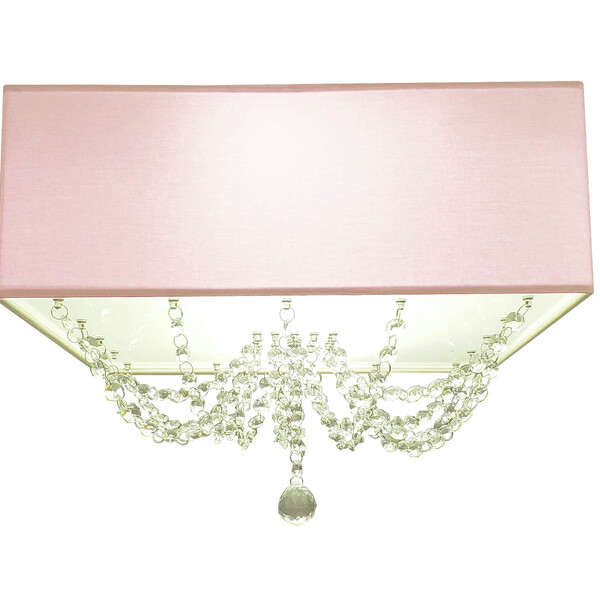 Luminária Plafon C/ Cristais 40x40x15 Quadrada Cor: Rosa