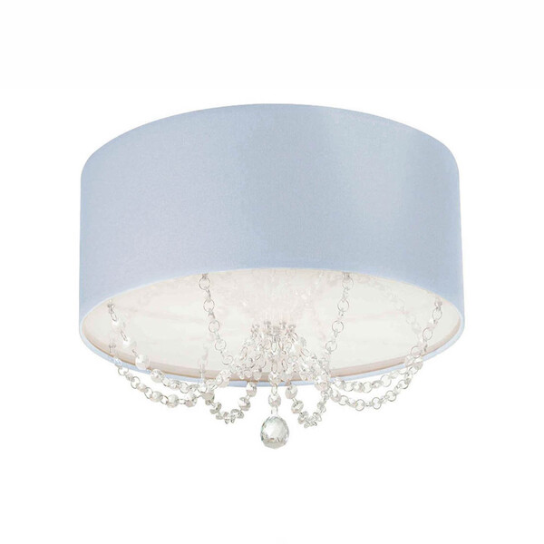 Luminária Plafon Com Cristais Cilindrica 30x15  Azul Bebê