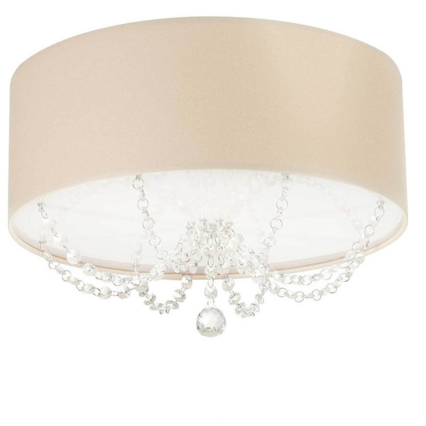 Luminária Plafon Com Cristais Cilindrica 50x15 Cáqui