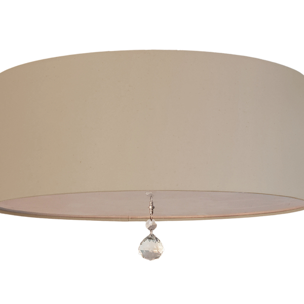 Luminária Plafon Com Cristal Cúpula Cáqui 50x15 3e27