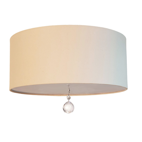 Luminária Plafon Com Cristal Cúpula Crú 30x15 2e27 Bivolts