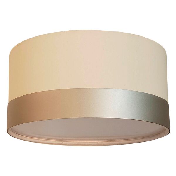 Luminária Plafon Cúpula Crú Com Detalhe Bronze 30x15