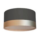 Luminária Plafon Cúpula Preto Com Detalhe Bronze 30x15