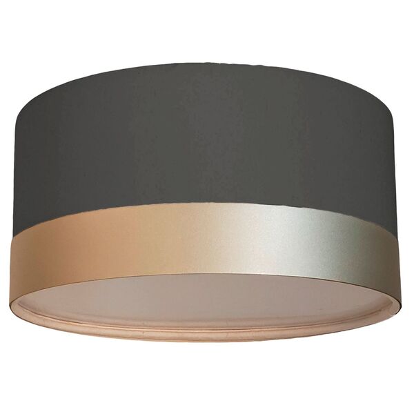 Luminária Plafon Cúpula Preto Com Detalhe Bronze 30x15
