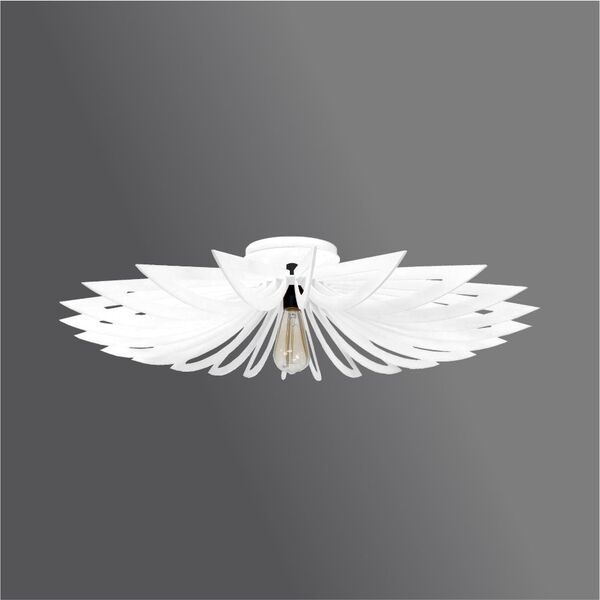 Luminária Plafon Em Madeira -daisy Flower -branco