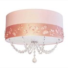 Luminária Plafon Faixa Flores E Borboletas 30cm Rosa