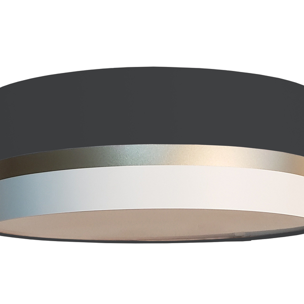 Luminária Plafon Faixas Bronze Cúpula 40x15  Preto